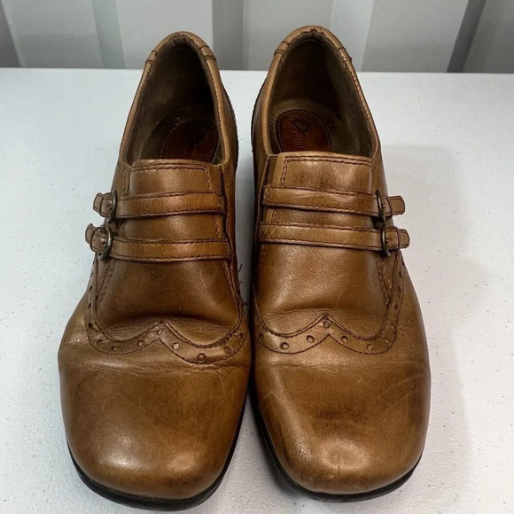 Earth Origins Carma Brown Leather Wingtip Brogue Shoes School Marm Academia 8 - Picture 2 of 9